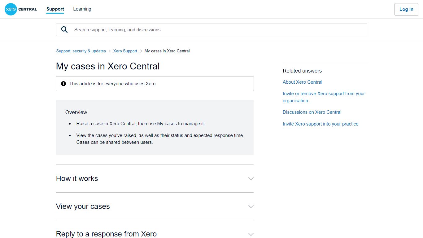 My cases in Xero Central – Xero Central